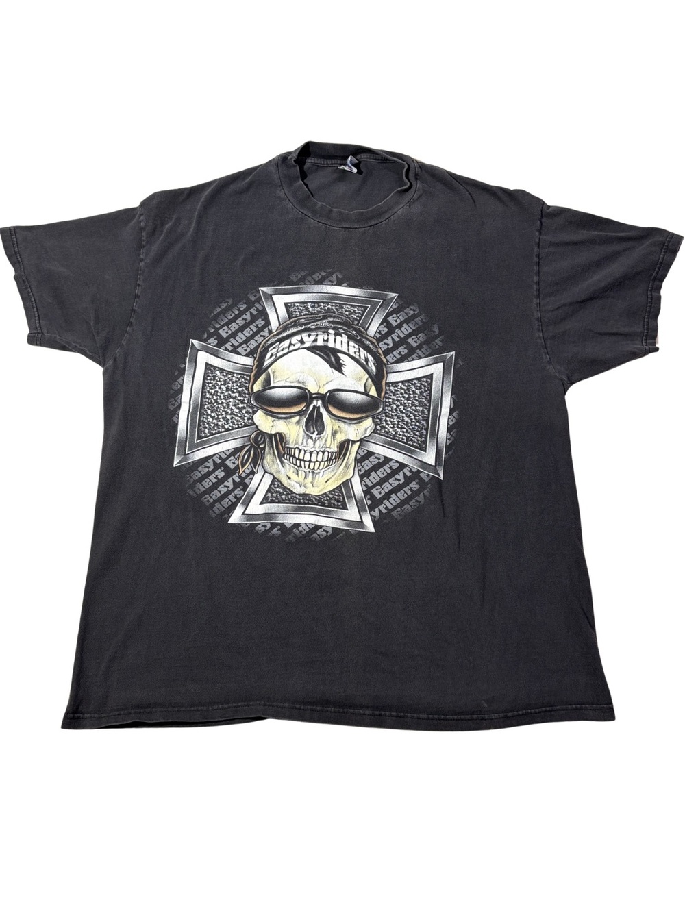 2000 Men's Black Easyriders Skull Graphic Laconia, NH Double-Sided T-Shirt XL